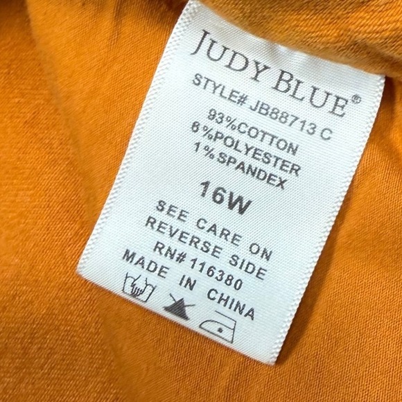 Judy Blue Marigold Yellow High Waist Tummy Control Flare Jeans Raw Hem 16W - Picture 11 of 12